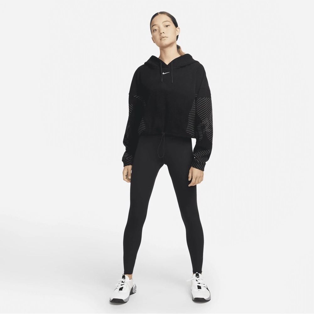 Nike Pro Therma- Fit ADV Black Cropped Fleece Hoodie Sz XS NEW